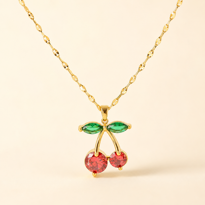 Retro Cherry Charm Necklace